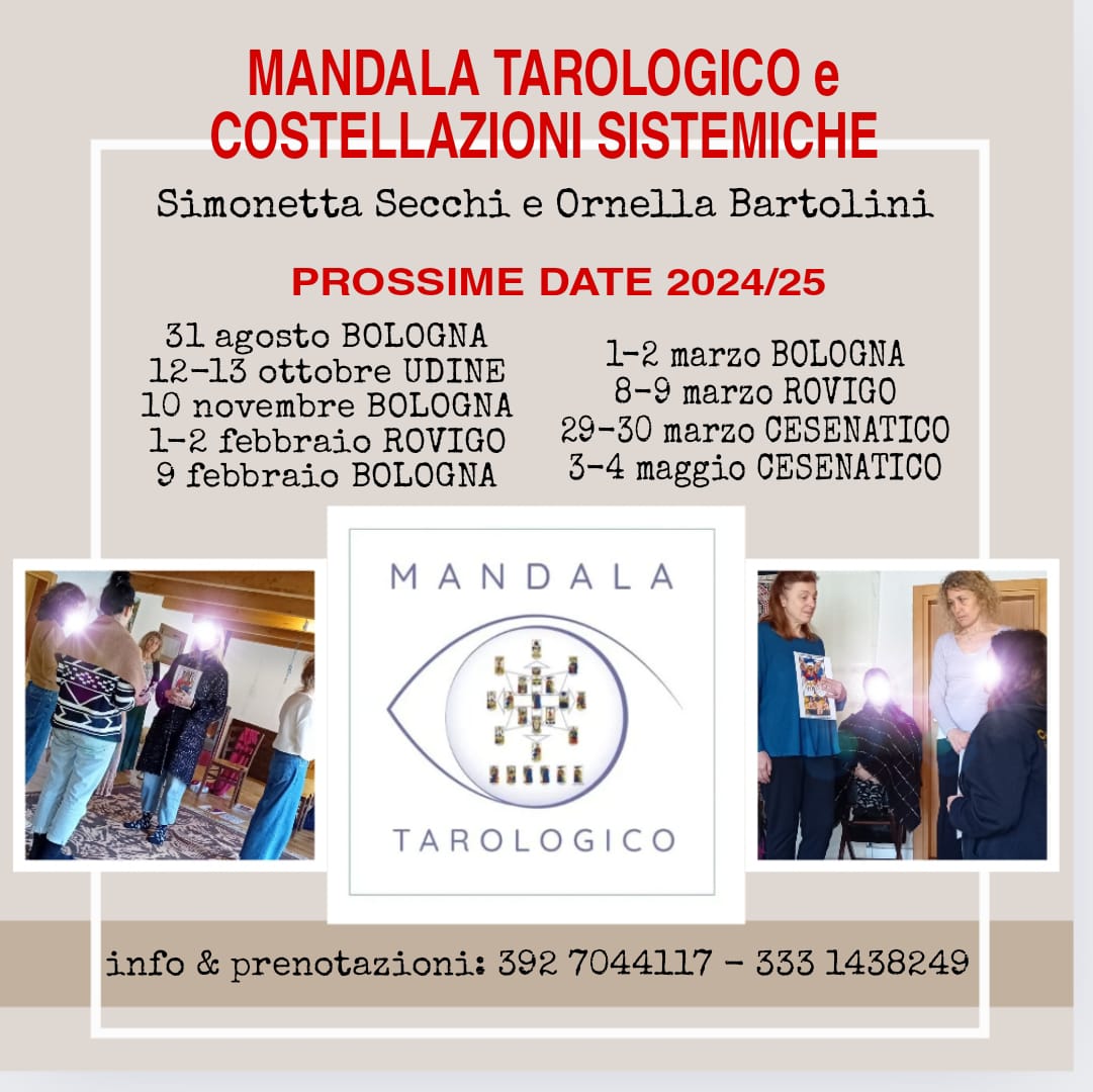 Al momento stai visualizzando Mandala Tarologico e Costellazioni sistemiche – con Ornella Bartolini e Simonetta Secchi – 1-2 marzo